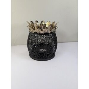 Bath & Body Works Black & Gold Pineapple Luminary Large‎ Candle Holder